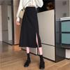 Black Irregular Slit High-Waist A-Line Skirt for Spring/Summer