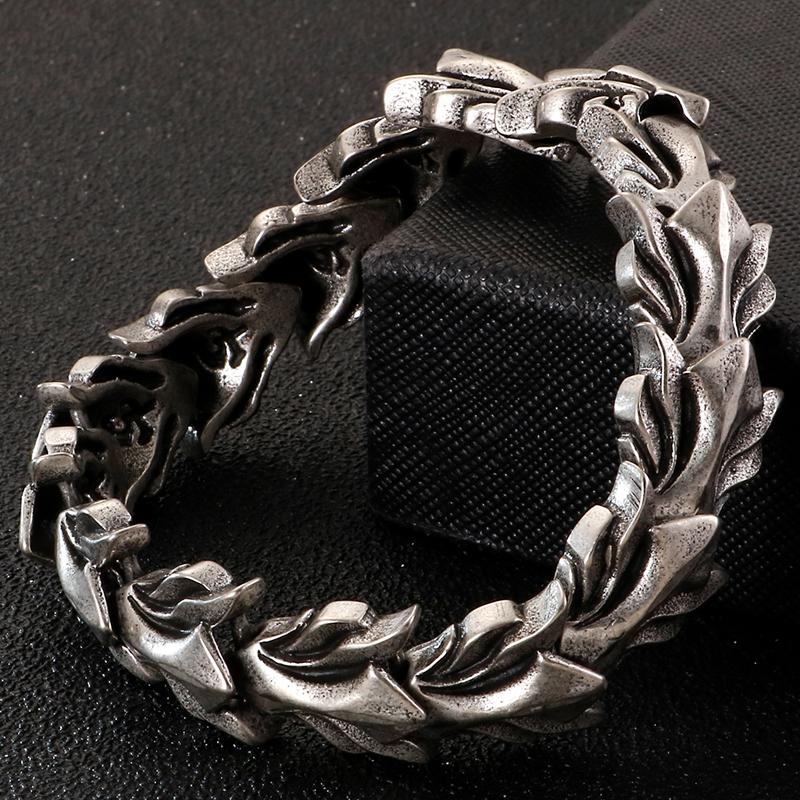 17MM Keel Chain Bracelet For Men Old Silver Color Stainless Steel Men's Bracelets Accessories Vintage Bikers Jewelry Armband