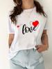 (Asian Size) Tee Top Women Love Heart Trend Cute 90s Clothing T Shirt Woman Print Fashion Female Short Sleeve Graphic T-shirts