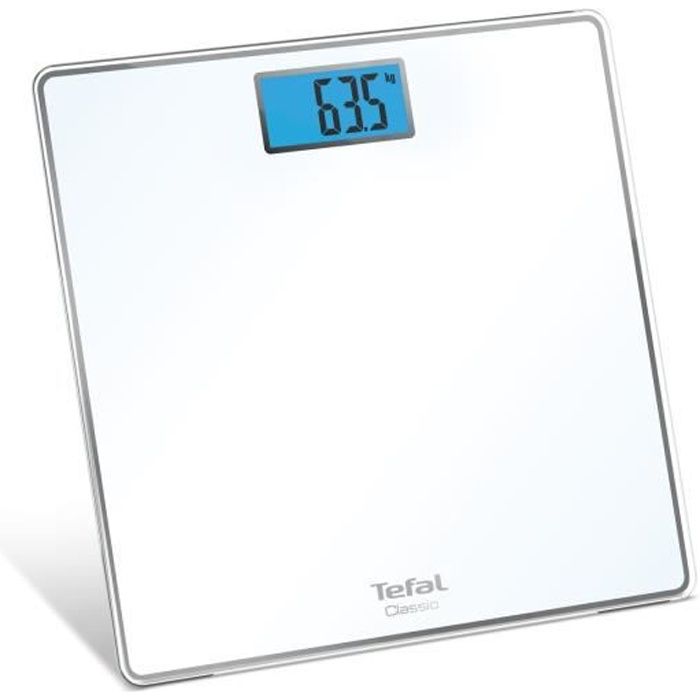 Tefal PP1501V0 Classic Pèse-personne 31 X 31 Cm, Capacité Maxi 160 Kg, Graduation 100 G, Afficheur Rétro-éclairé, Piles Incluses
