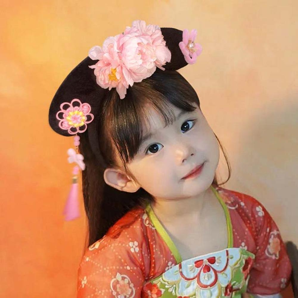 Sweet Chinese Style Hair Hoop Long Tassel Children Hair Bands Retro Hanfu Flower Headband  Festival