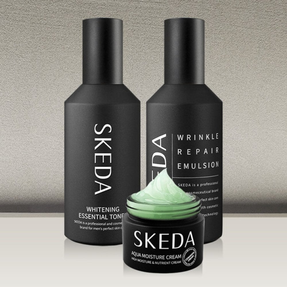 SKEDA Men's Whitening Wrinkle Improvement (Skin + Lotion) + Moisture Cream Basic 3-piece Set