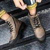 Genuine Leather Side Zipper Mens Winter Boots Fashion Men Lace-Up Boots Male Comfortable High Top Casual Shoe
