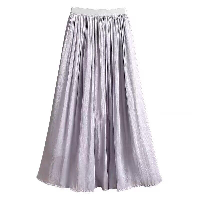 Senior Sense of Flow Light Half-body Skirt Gauze Skirt Female Beaded Skirt Temperament Long Section Mesh Half-body Skirt High-waisted Thin Summer