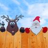 Santa Claus Fence Decoration Christmas Decoration Snowman Reindeer Fence New Year Navidad Yard Outdoor Garden Home Decor
