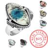 925 Sterling Silver Ring Women Gemstone Handmade Jewelry Anniversary Gift Crazy Lace Agate Dalmatian Dendrite Opal Eudialyte Howlite K2 Jasper Boho