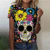 2024 Top Mexican-style Death Skull 3d Printed Painted Women's Shirt Breathable Street Chic Casual Style Short Sleeve T