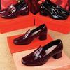 Европейские товары педаль натуральная мягкая кожа женская обувь весна маффин толстая подошва увеличивающие рост одинарные туфли высокий каблук для работы британские лоферы маленький lea