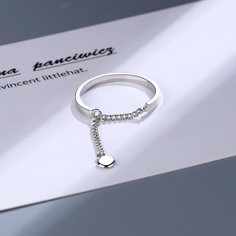 1 Pcs Rings Chain Bead Pendant Ring Lucky Small Bean Chain Beautiful Element Circle Contracted Lndividuality