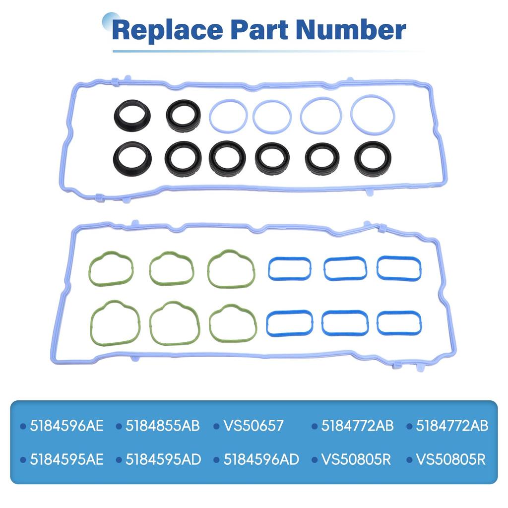 VS50805R Комплект прокладок клапанной крышки, Совместим с Dodge 2011- Avenger Challenger Durango Caravan Journey Ram ProMaster 1500 2500 3500, Grand Cherokee