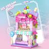 City Building Blocks Ice Cream Shop Dessert House Model Set Desktop Decor Kids DIY Toys Christmas Birthday Gift