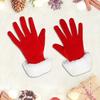 1 Pair Winter Christmas Gloves Thick Plush Trim Anti-slip Elastic Keep Warm Windproof Santa Claus Cosplay Performance Prop
