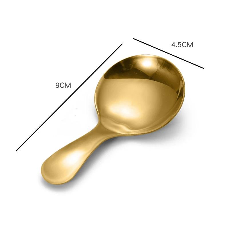 Mini Stainless Steel Short Handle Spoon Silver Gold Cute Round Head Ice Cream Dessert Spoons Kitchen Teaspoon Tableware Utensils