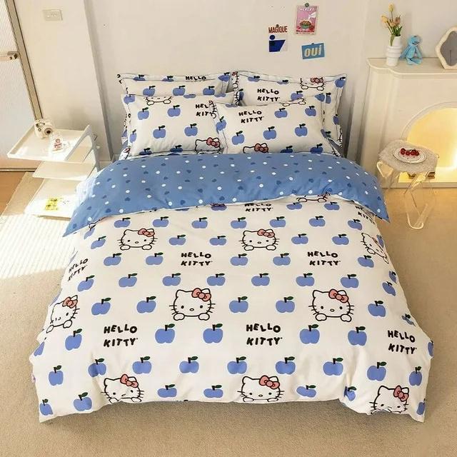 Hello Kitty Duvet Cover Bedding Set Duvet Cover with Pillowcase Single King Queen Twin Size Home Textile Children Bedroom Decor