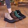 Women's Letter Pattern Round Toe Snow Boots Non-slip Thick Bottom Platform Ankle Boots Wool Lining