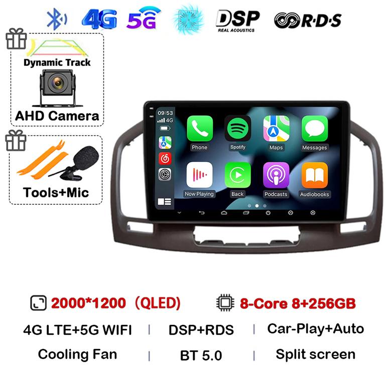 Android 14 Carplay Auto WIFI+4G Car Radio For Buick Regal For Opel Insignia 2009 2010 2011 2012 2013 Multimidia Video Player GPS