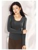 Women's Tencel Bamboo Fiber Long Sleeve Base Shirt with Chest Pad - Autumn/Winter Slimming Top