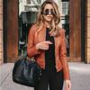 Women's Fashion Casual Jacket 2023 Autumn Trend New Coat Solid Color Zipper PU Leather Commuter Jacket Chic and Elegant Lady Y2k