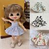 Handmade Printed Dresses Lotus Leaf Sleeve Doll Clothes Skirt 1/11 OB11 Dolls/1/12 BJD