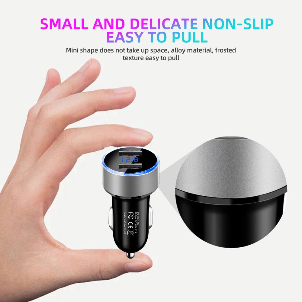 3.1A Dual Usb Car Charger 2 Ports Lcd Display 12V Car Cigarette Lighter Power Adapter Socket Car Phone Charger for iPhone Xiaomi