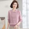 Mom's Autumn Lapel-neck Knitted Sweater Medium-aged Girl's Spring and Autumn Long-sleeved Sweater Bottoming Shirt Top