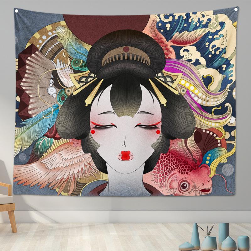 Home Decoration Japanese Ukiyo-e Tapestry Kanagawa Surf Hanging Cloth Wine Shop    Painting