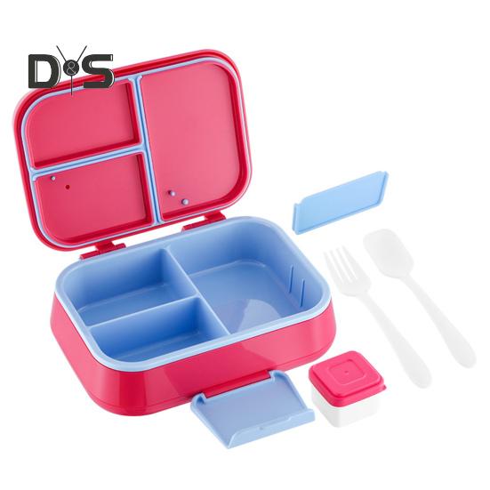 Bento Lunch Box with Sauce Cup Fork Spoon 3-Compartment Lunch Container BPA-Free Child-Friendly Snack Containers for Girls Boys