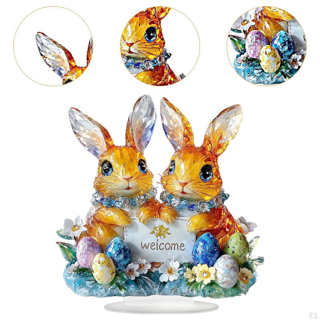 Easter Bunny Desktop Statue 2D Flat Acrylic Ornament Cute Accessories Lightweight Tabletop Figurine