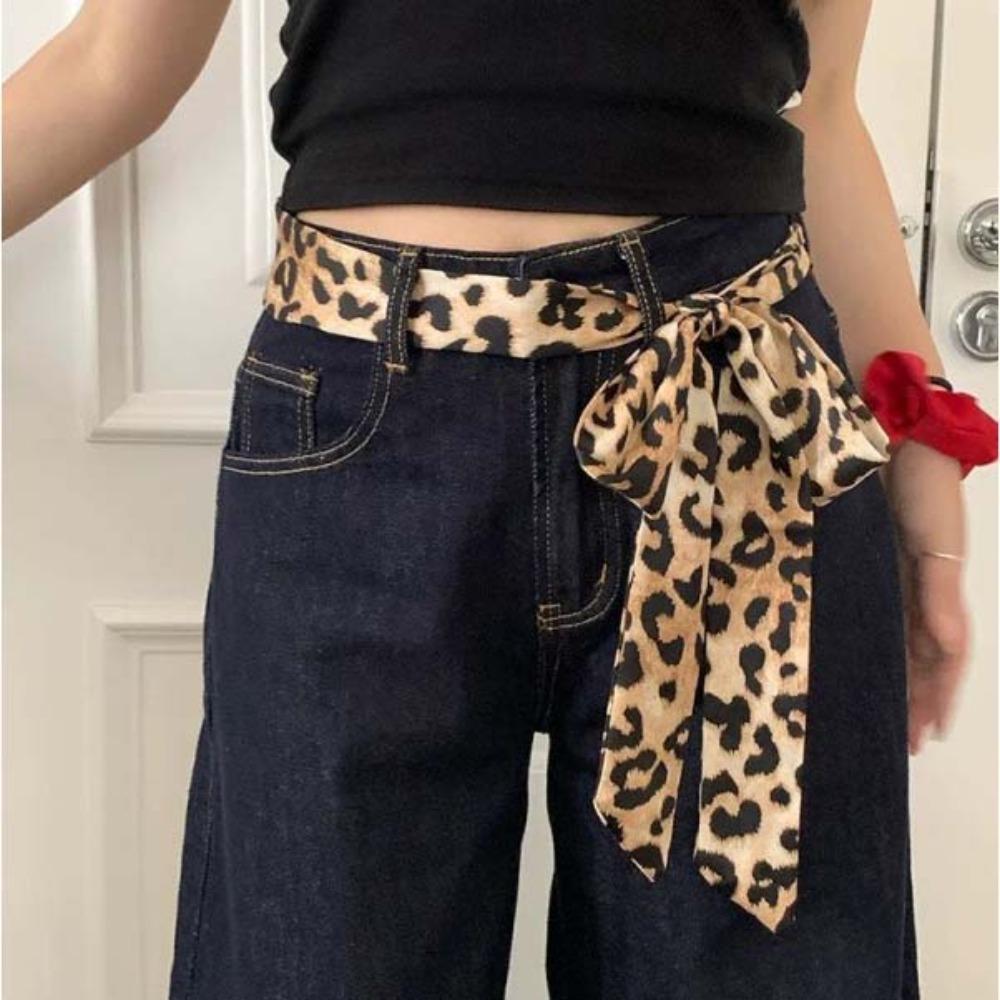195*4cm Long Neck Scarf Leopard Print Neckerchief Retro Leopard Scarf Women