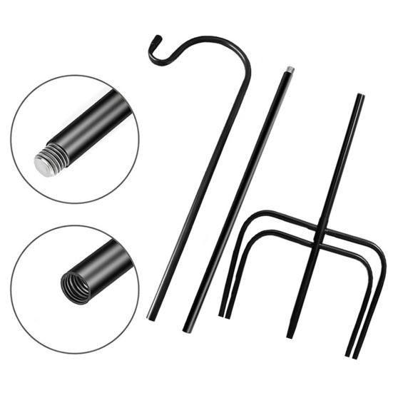 Flower Pot Holder Height Adjustable Rustproof Corrosion Resistant Bird Feeder Pole Solar Light Lantern Hanger Hook Garden Supplies