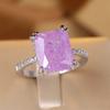 Luxury Geometric Square Purple Crystal Zircon Rings for Women Silver Color Wedding Party Jewelry Gift