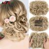 Synthetic Hair Bun Comb Clip In Messy Curly Chignon Elastic Band Scrunchies Hair Pieces Extension For Women Black Brown