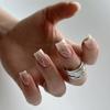 24 Pieces White Wavy Lines Manicure French White Gradual Change Wearing Nail Short Square Nail Piece Fake Nails