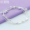 925 Sterling Silver Five Snake Chain Bracelet Smooth Bead Silver Bracelet Fashion Women Wedding Engagement Jewelry