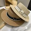 Pearl Flat Top Straw Hat Women's Summer Retro Fashion British Straw Hat Flat Edge Top Hat