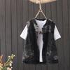 Ladies Spring and Summer Short Printed Denim Vest Loose Sleeveless Thin Jacket