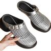 6Cm Design Feeling Thick Bottom Woven Bag Head Half Slippers Round Head Hollowed Out Outside Wearing High Heels Sandals Women