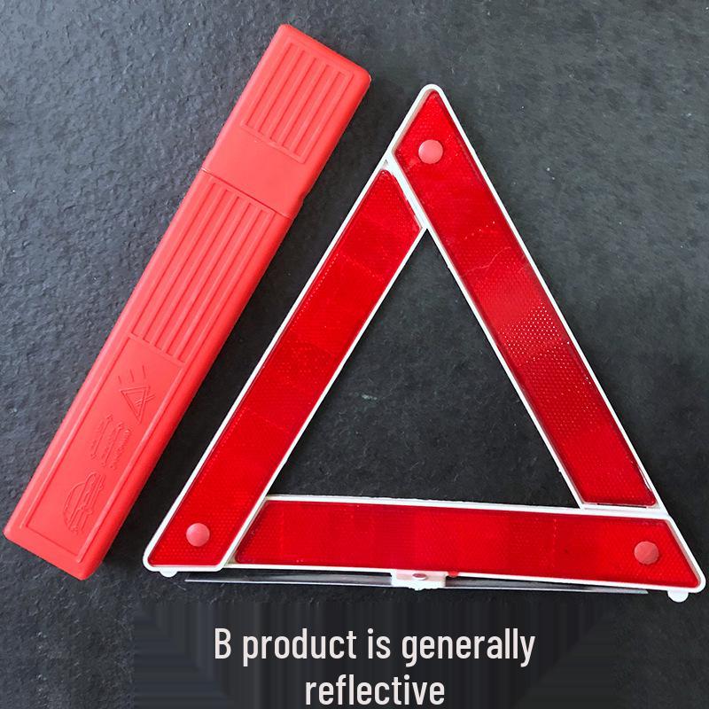 Compact Car Safety Triangle Reflector: Foldable Warning Sign with Tripod Base