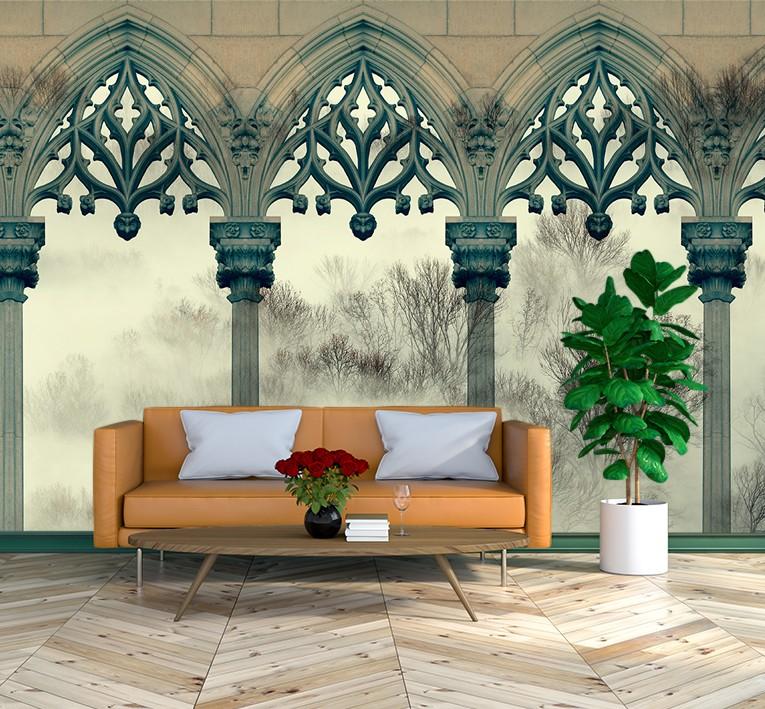 Wallpaper Trees Fog Pillars