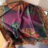 Long Silk Scarf for Women In Spring and Summer Thin Style with Printed Fragrance Cloud Satin Air Conditioning Shawl Retro Imitation Silk Scarf