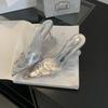 Flat Shoes Transparent PVC Pointed High Heels Temperament Socialite Crystal Wine Glass Bling Rhinestone Sandals Women