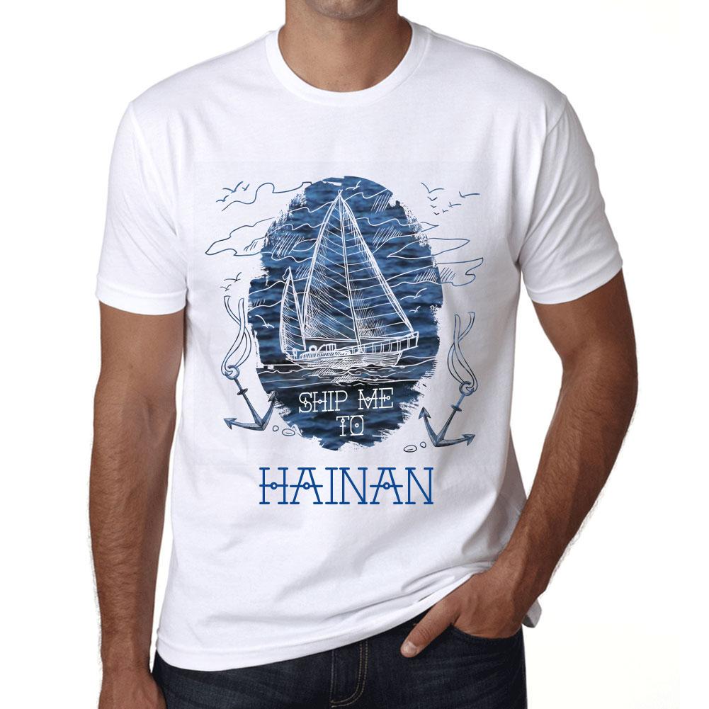Men’s Vintage Tee Shirt Graphic T Shirt Ship Me To HAINAN White