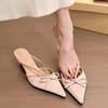 Pointed-toe Bow-toe Half-slippers Spring and Summer Shoes French Half-toe Single Shoes High-heeled Sandals