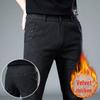 Men's Winter Thick Warm Stretch Casual Pants - Plush, Straight, Loose Fit Fashion Trousers