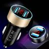 3.1A Car Charger Dual USB Port Quick Charging Aluminum Alloy LCD Display Mobile Phone Adapter for Phone