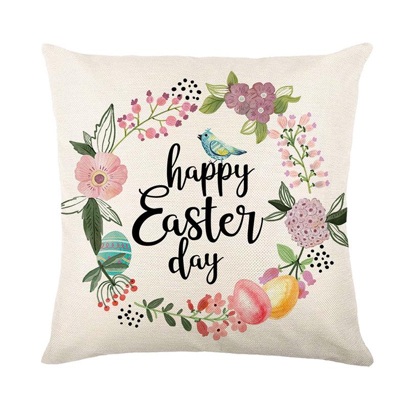 Cartoon Black and White Plaid Rabbit Print Pillow Cover Western Easter Home Living Room Cushion Cover Pillow