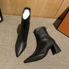 High-heeled Short Boots Women's Autumn and Winter New Zipper Pointed Women's Boots Bare Boots Versatile Martin Boots Women's Shoes