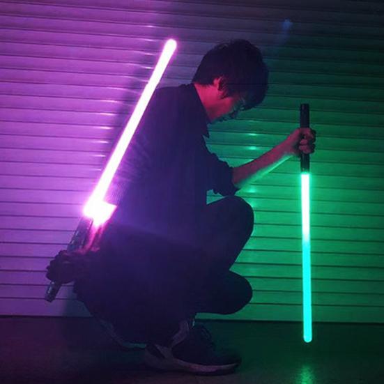 1/2Pcs RGB Lightsaber Alloy Handle Rechargeable Retractable Swing Dueling LED Light Up Stick Toy Cosplay Performance Prop Kids Movie Fans Gift