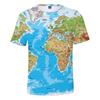Summer Round Neck 3D World Map Printed Top Fashionable Casual Short Sleeved Men's and Boys' T-shirts