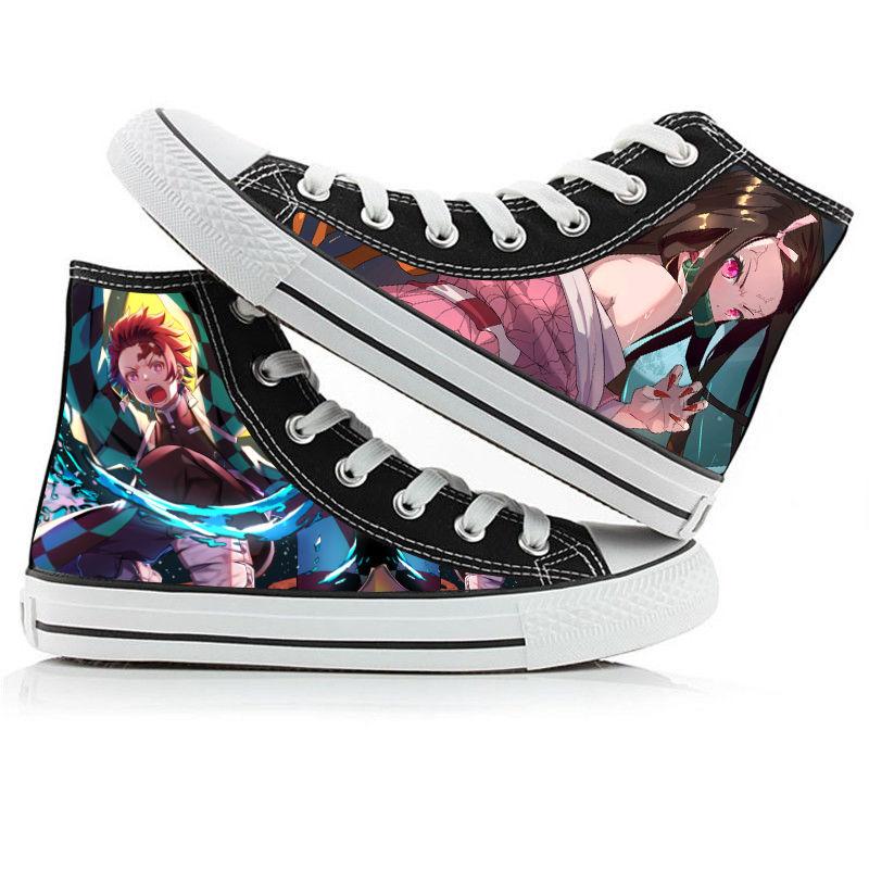 2024 Demon Slayer Print Canvas Shoes Fashion Anime Student Men Women Unisex Casual Shoe Lovers Couples Shoes